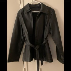 Black Real Leather Jacket Petite  Medium